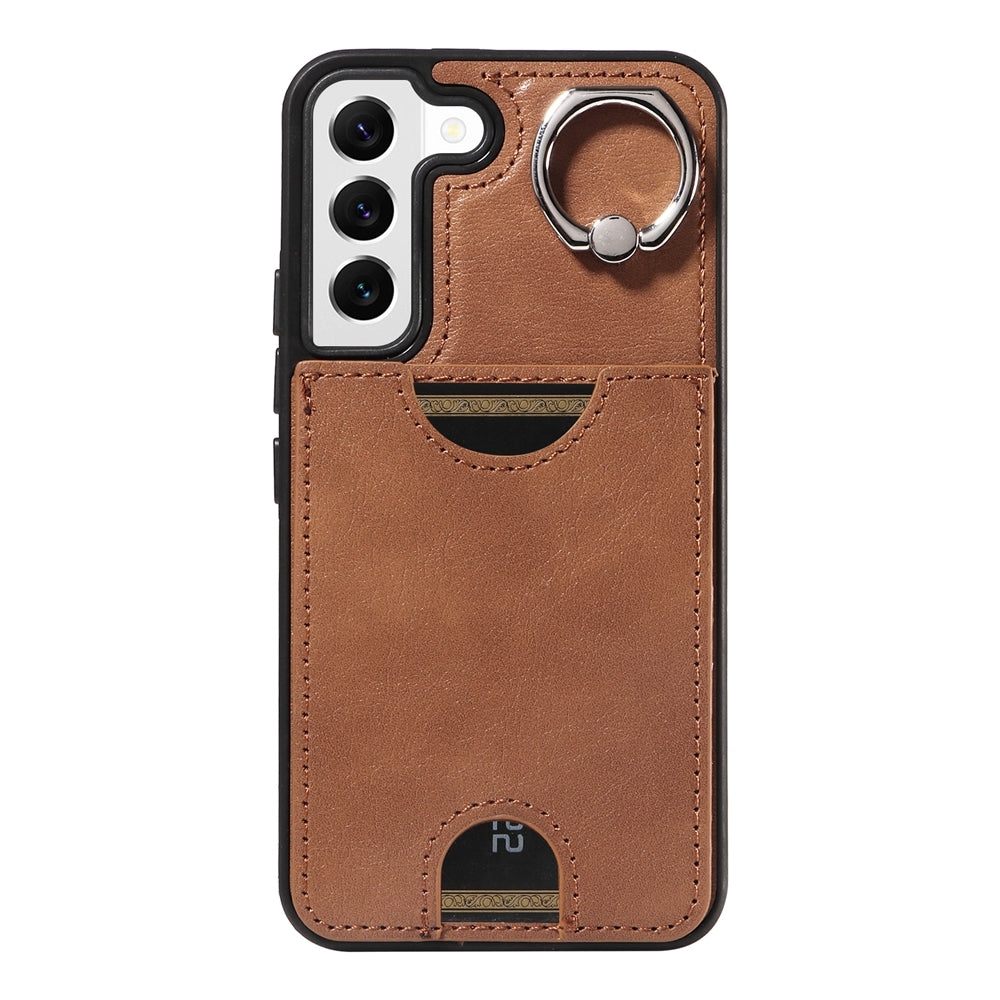 Samsung Galaxy S22 5G Case with Calf Texture, Card Slot & Ring Holder