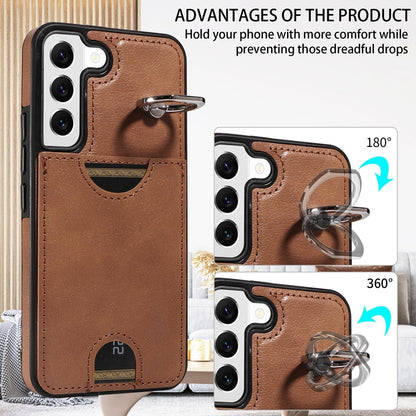 Samsung Galaxy S22 5G Case with Calf Texture, Card Slot & Ring Holder