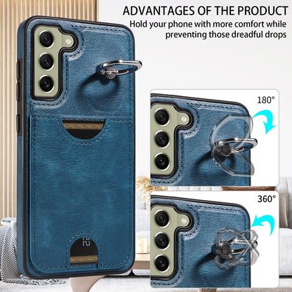 Samsung Galaxy S21 FE 5G Case with Calf Texture & Ring Holder - Durable Card Slot Design