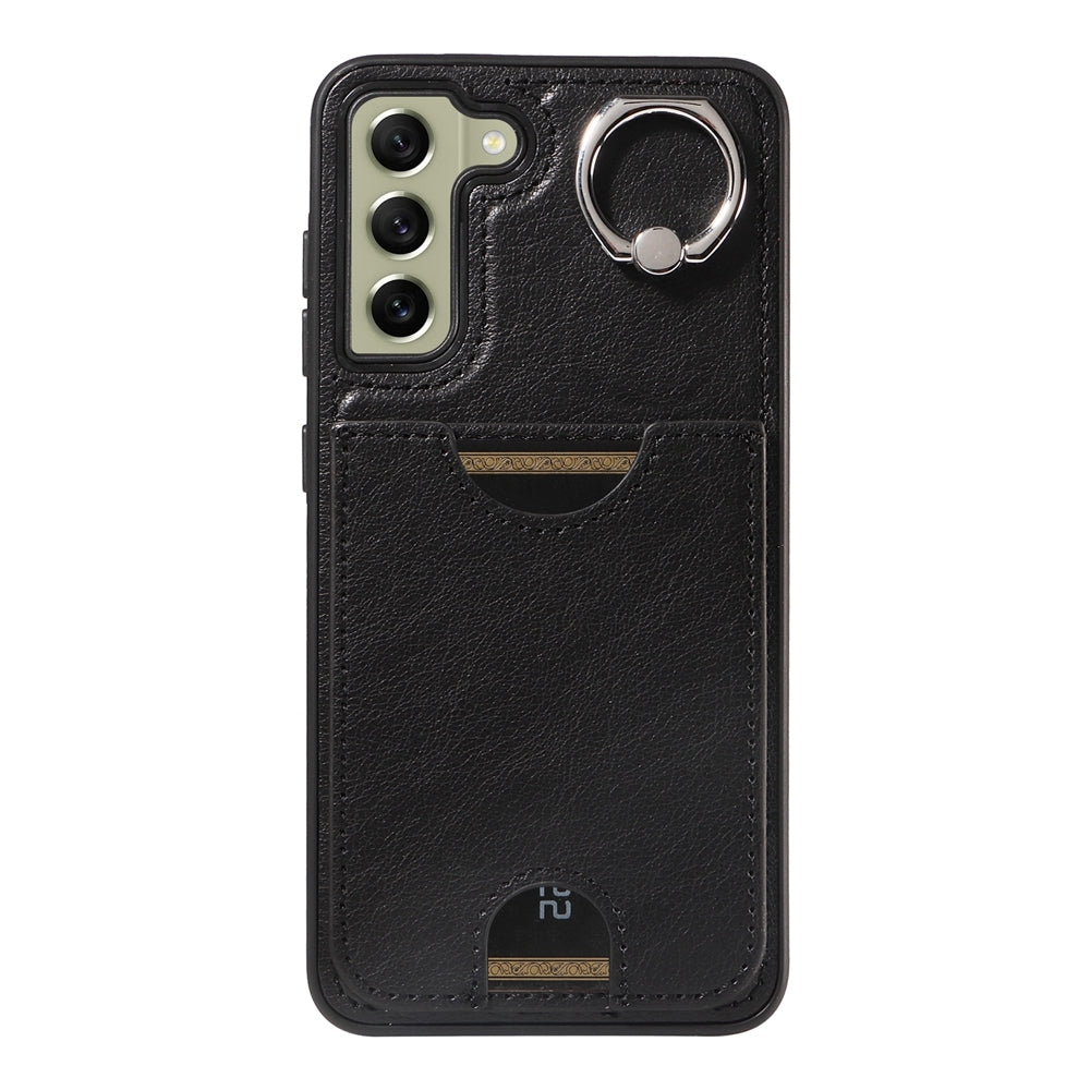 Samsung Galaxy S21 FE 5G Case with Calf Texture & Ring Holder - Durable Card Slot Design