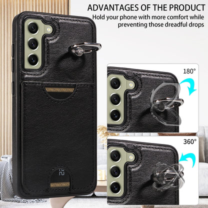 Samsung Galaxy S21 FE 5G Case with Calf Texture & Ring Holder - Durable Card Slot Design