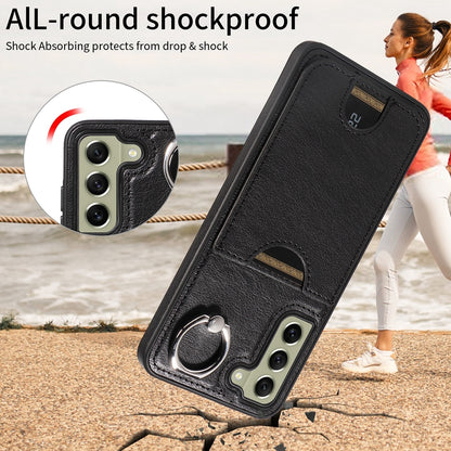 Samsung Galaxy S21 FE 5G Case with Calf Texture & Ring Holder - Durable Card Slot Design