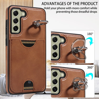 Samsung Galaxy S21 FE 5G Case with Calf Texture & Ring Holder - Durable Card Slot Design