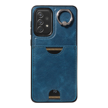 Samsung Galaxy A72 Phone Case with Calf Texture & Ring Holder - Durable Card Slot Design