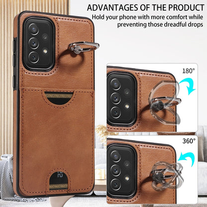 Samsung Galaxy A72 Phone Case with Calf Texture & Ring Holder - Durable Card Slot Design