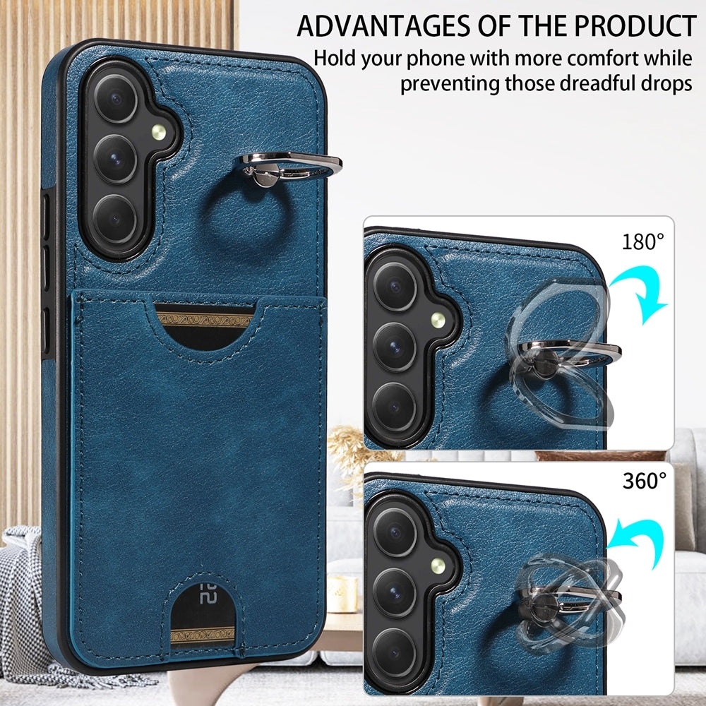 Samsung Galaxy A54 5G Calf Texture Card Slot Ring Holder Phone Case