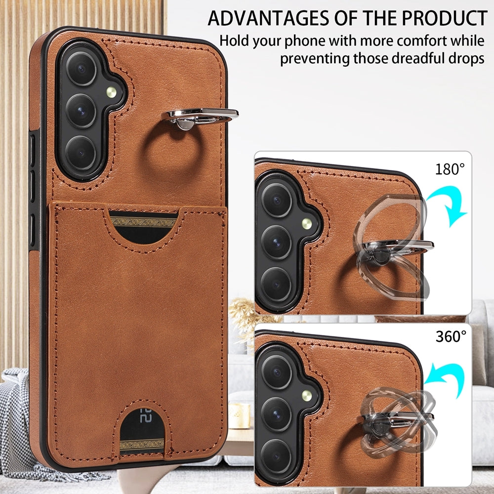 Samsung Galaxy A54 5G Calf Texture Card Slot Ring Holder Phone Case