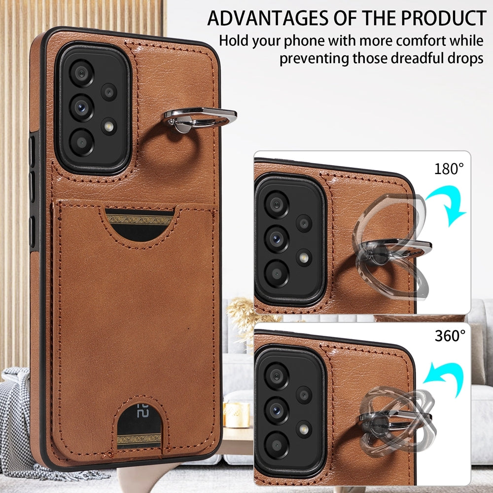 Samsung Galaxy A53 5G Case with Calf Texture, Card Slot, & Ring Holder