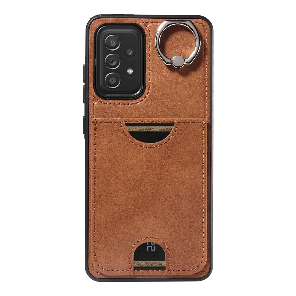 Samsung Galaxy A52/A52s 4G/5G Case with Calf Texture & Ring Holder - Durable Card Slot Design