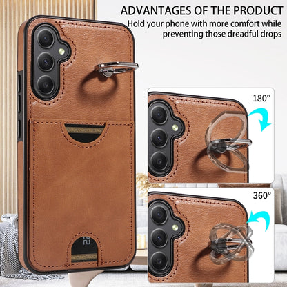 Samsung Galaxy A34 5G Calf Texture Card Slot Ring Holder Phone Case