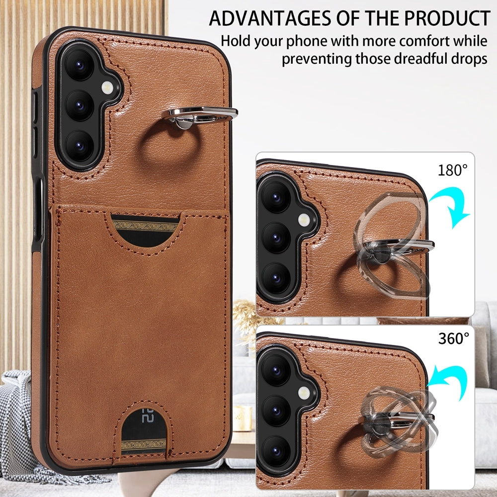 Samsung Galaxy A24 4G Calf Texture Card Slot Ring Holder Phone Case