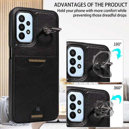 Samsung Galaxy A23 Leather-Effect Card Holder Case with 360° Rotating Ring Stand