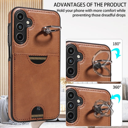 Samsung Galaxy A15 Calf Texture Card Slot Ring Holder Phone Case