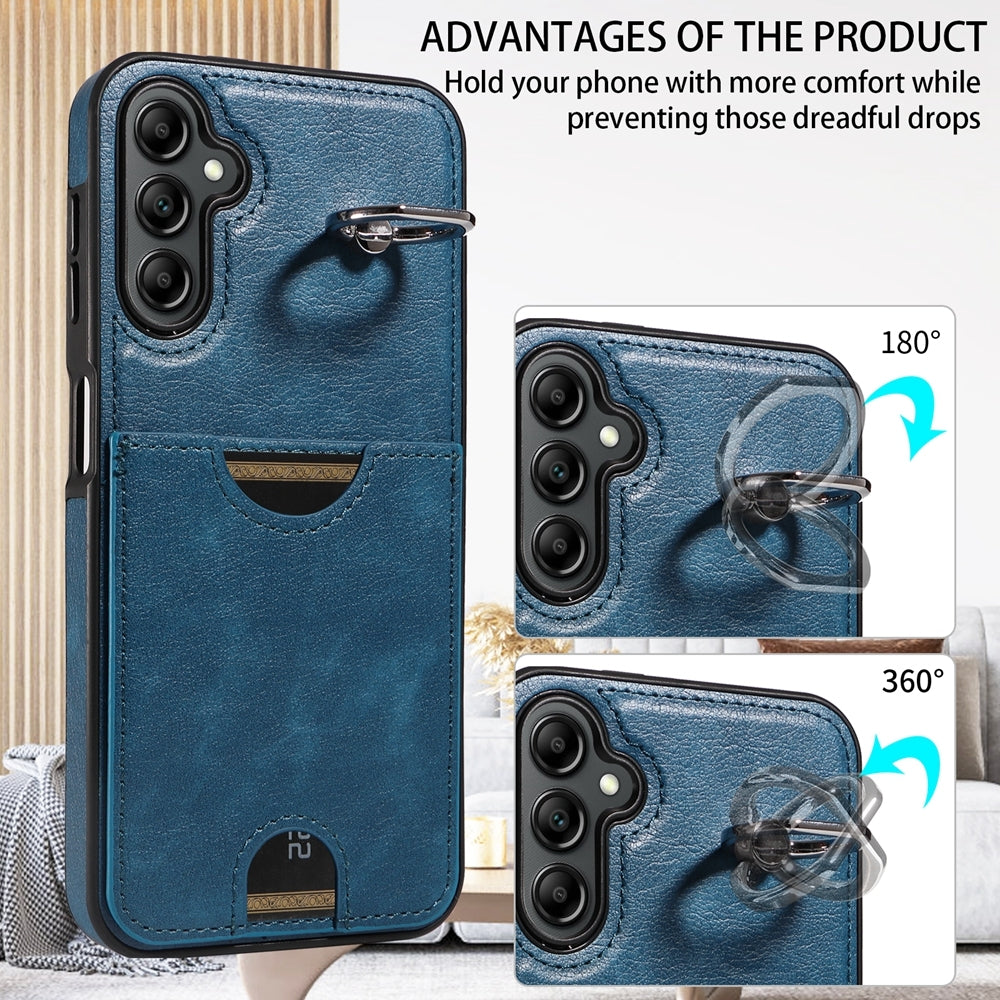 Samsung Galaxy A14 4G/5G Calf Texture Card Slot Ring Holder Phone Case