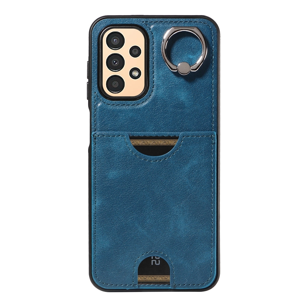 Samsung Galaxy A13 4G Case with Calf Texture, Card Slot & Ring Holder