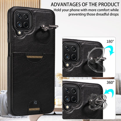 Samsung Galaxy A12 4G Case with Calf Texture & Ring Holder - Durable Card Slot Design