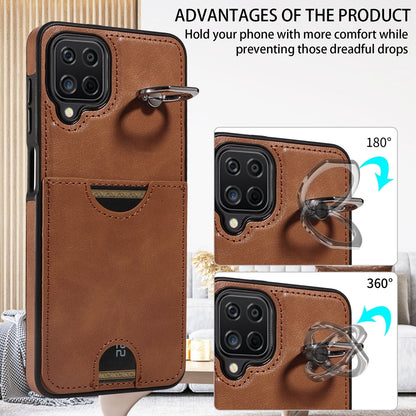 Samsung Galaxy A12 4G Case with Calf Texture & Ring Holder - Durable Card Slot Design