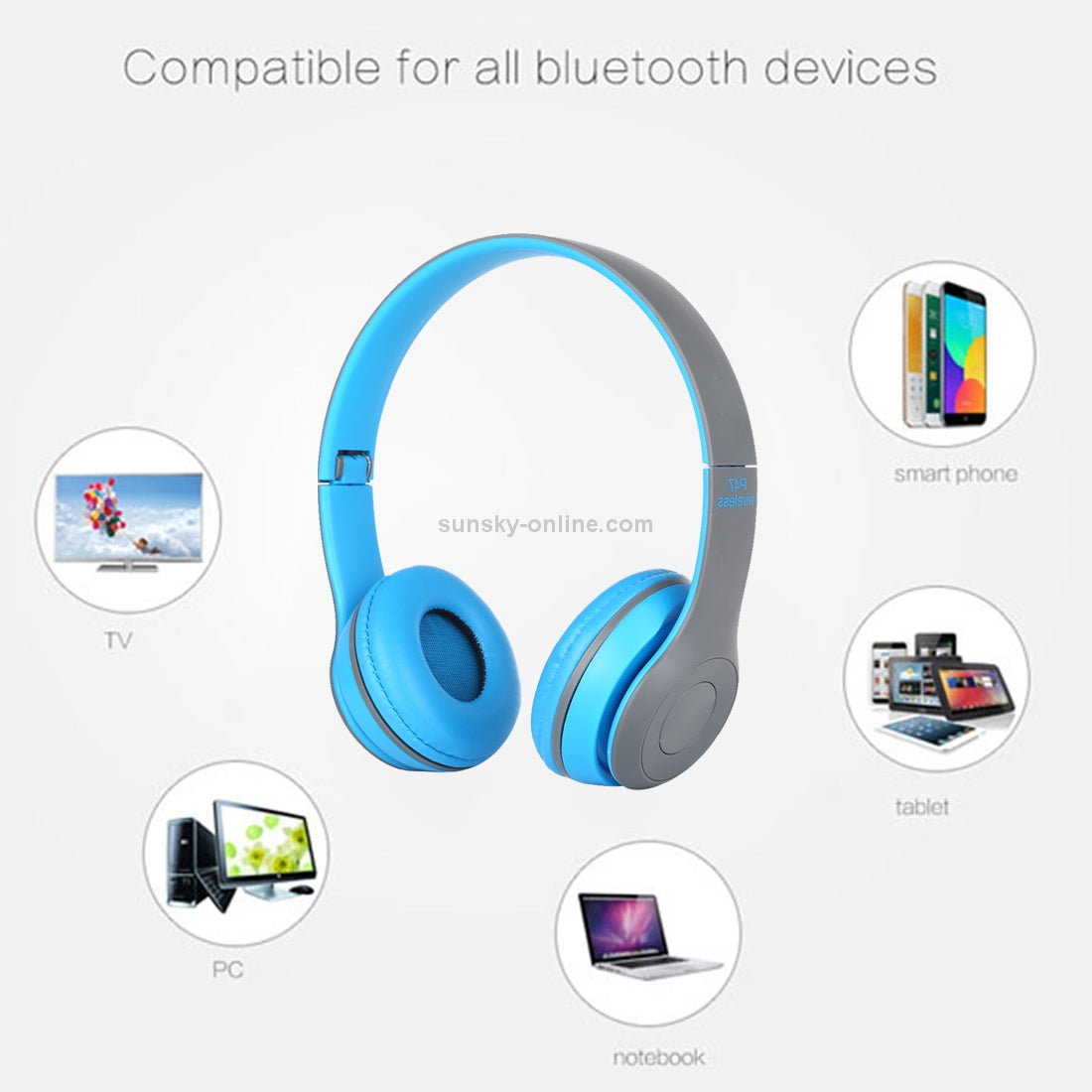 Foldable Wireless Bluetooth Headphones with 3.5mm Audio Jack