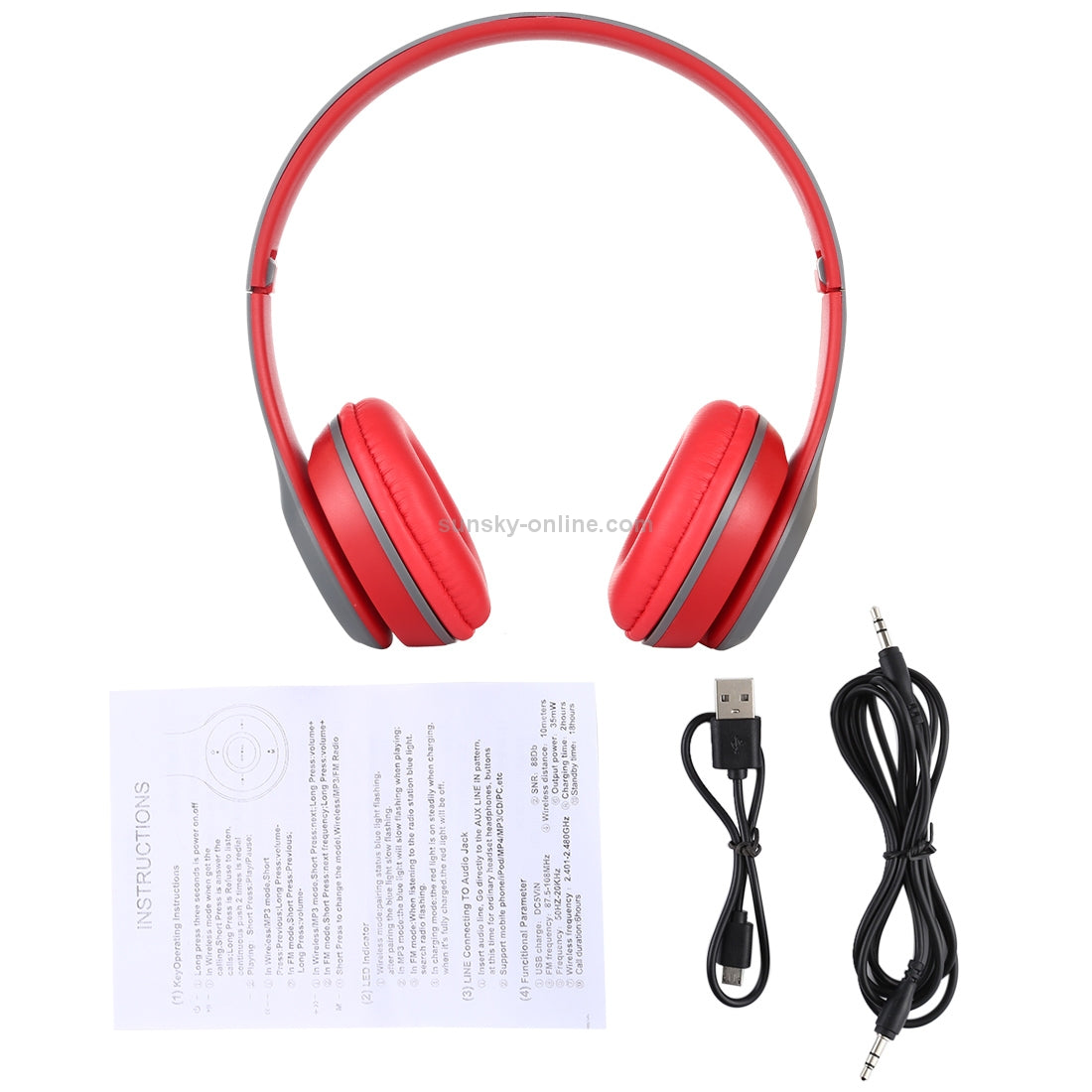 Foldable Wireless Bluetooth Headphones with 3.5mm Audio Jack