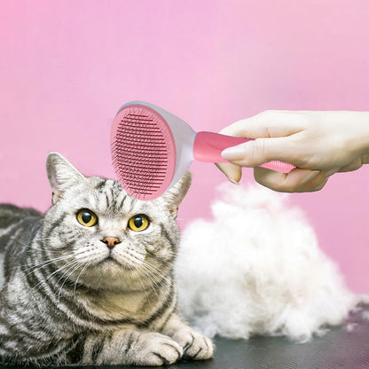 Automatic Stainless Steel Pet Comb - Easy Clean Needle Brush for Dogs & Cats