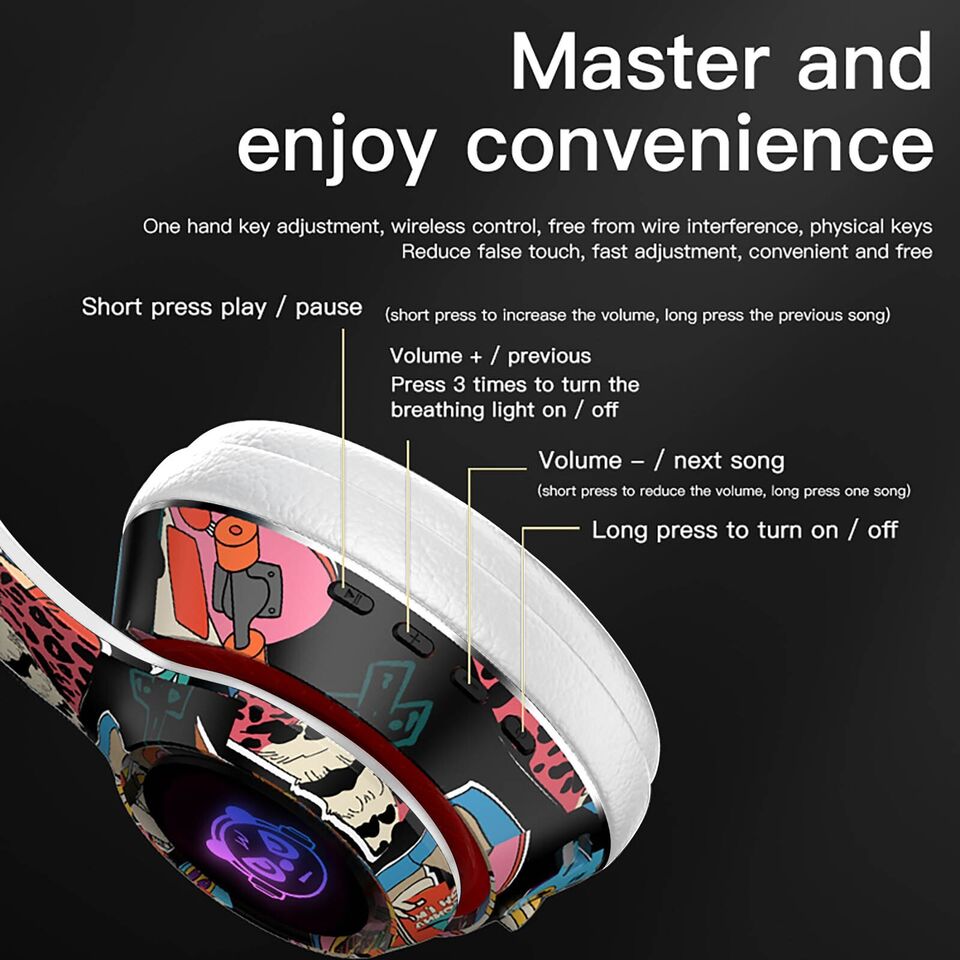 L750 3-in-1 RGB Graffiti Pattern Wireless Gaming Noise Reduction Headset