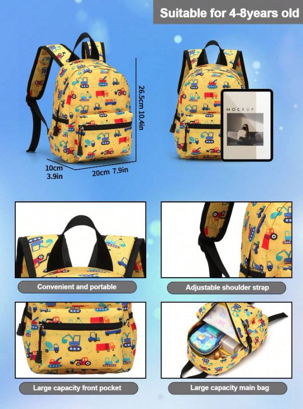 Durable Kids Cartoon Backpack - Waterproof Oxford School Bag for Children