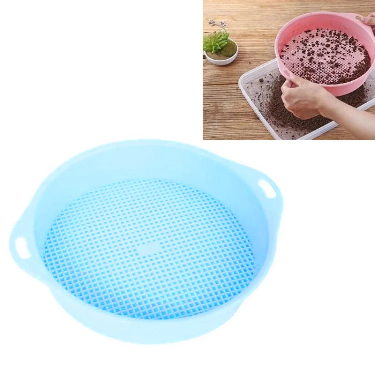 Plastic Mesh Sieve Filter Gravel Stone Tool Soil Particle Sieve with Handrail Gardening Supplies